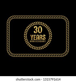 Gold button with 30 years anniversary . emblem, label, badge,sticker, logo. Designed for celebration or anniversary