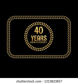 Gold button with 40 years anniversary . emblem, label, badge,sticker, logo. Designed for celebration or anniversary 