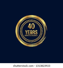 Gold button with 40 years anniversary . emblem, label, badge,sticker, logo. Designed for celebration or anniversary 