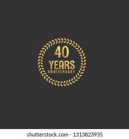 Gold button with 40 years anniversary . emblem, label, badge,sticker, logo. Designed for celebration or anniversary 
