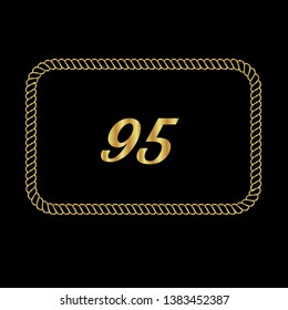 Gold button with 95 number.95 number emblem, label, badge,sticker, logo