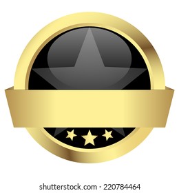 gold button with banner - template