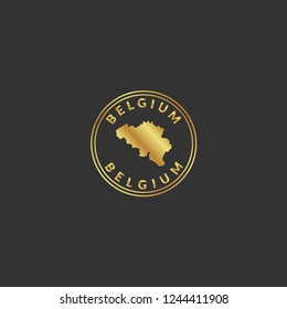 Gold button with Belgium map.golden belgium emblem, label, badge,sticker, logo. 