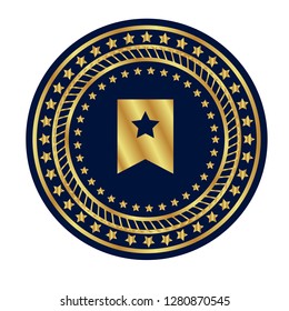 Gold button with Bookmark icon. Gold Bookmark emblem, label, badge,sticker, logo. 
