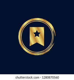 Gold button with Bookmark icon. Gold Bookmark emblem, label, badge,sticker, logo. 