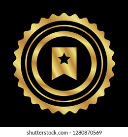 Gold button with Bookmark icon. Gold Bookmark emblem, label, badge,sticker, logo. 