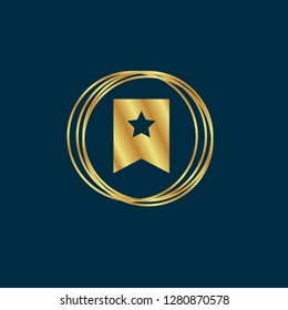 Gold button with Bookmark icon. Gold Bookmark emblem, label, badge,sticker, logo. 