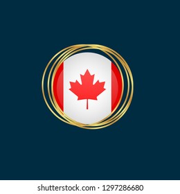 Gold button with canada flag.gold canada emblem, label, badge,sticker, logo. premium quality.made in canada