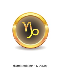 gold button with Capricornus  symbol