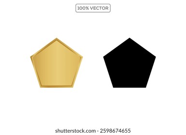 Gold button of different geometric shapes with frames and shine light effect. vector template 3d illustration 5