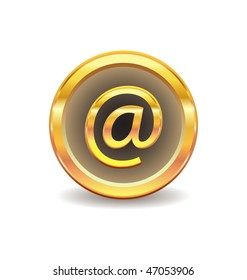 gold button with email sign