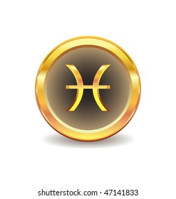 gold button with fish symbol