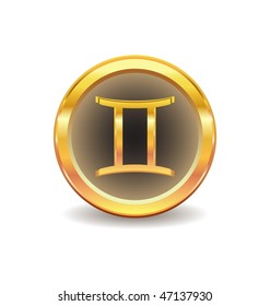 gold button with gemini symbol