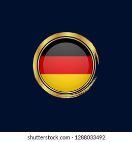Gold button with germany flag.gold germany emblem, label, badge,sticker, logo. premium quality.made in germany 