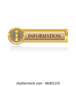 gold button with information symbol isolated on white background