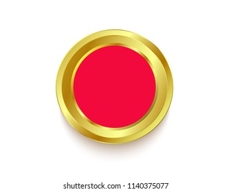 Gold button isolated