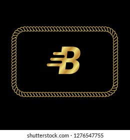 Gold button with letter B.Gold Emblem, label, badge,sticker, logo.Designed for your web site design, logo, app, UI