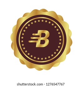 Gold button with letter B.Gold Emblem, label, badge,sticker, logo.Designed for your web site design, logo, app, UI