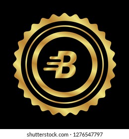 Gold button with letter B.Gold Emblem, label, badge,sticker, logo.Designed for your web site design, logo, app, UI