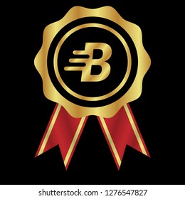 Gold button with letter B.Gold Emblem, label, badge,sticker, logo.Designed for your web site design, logo, app, UI