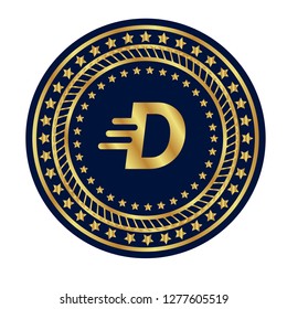 Gold button with letter D .Gold letter D emblem, label, badge,sticker, logo. 