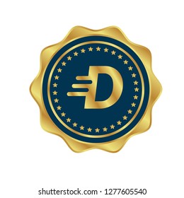 Gold button with letter D .Gold letter D emblem, label, badge,sticker, logo. 
