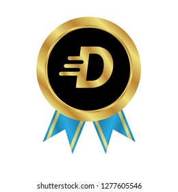 Gold button with letter D .Gold letter D emblem, label, badge,sticker, logo. 