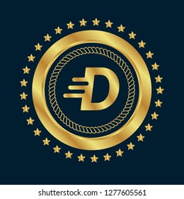 Gold button with letter D .Gold letter D emblem, label, badge,sticker, logo. 