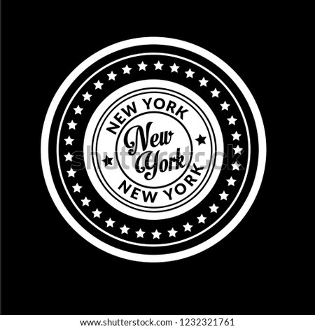 Gold button with new york text.new york emblem, label, badge,sticker, logo. Designed for celebration or anniversary