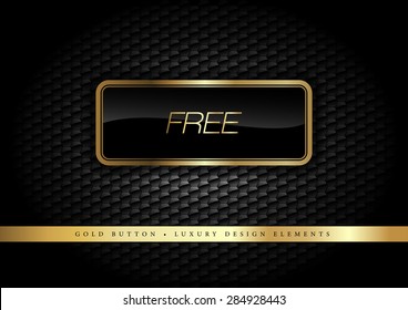 Gold button on the luxury black background. More golden buttons in this style on my portfolio.