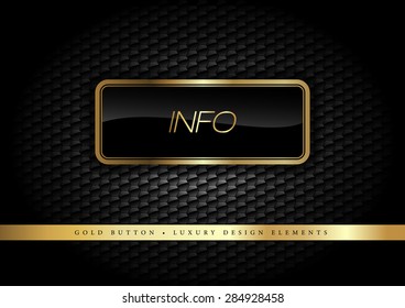 Gold button on the luxury black background. More golden buttons in this style on my portfolio.