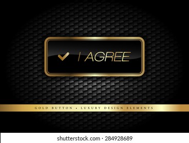 Gold button on the luxury black background. More golden buttons in this style on my portfolio.