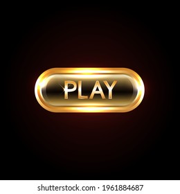 Gold button Play. VIP luxury button Play. Vector illustration.