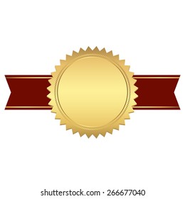 gold button with ribbon template