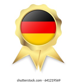 gold button with ribbons and colors of Germany