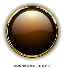 Gold button shiny metallic, vector illustration