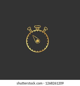 Gold button with stopwatch icon. stopwatch emblem, label, badge,sticker, logo. 
