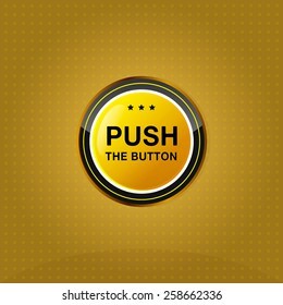Gold button, vector illustration. Easy editorial!