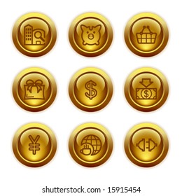 Gold button web icons, set 24