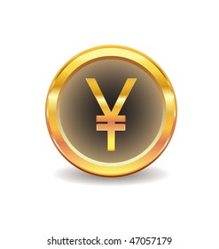 gold button with yen icon