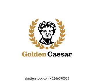 Gold Caesar Face logo, vector, template