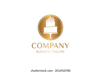 Diseño del logotipo del pastel de oro para panadería