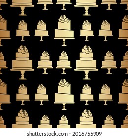 Gold Cake Pattern on Black Background