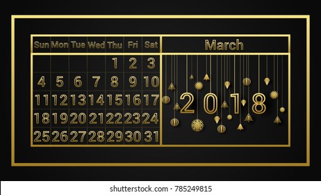 gold calendar 2018
