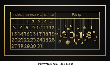 gold calendar 2018