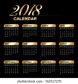 Gold Calendar on Black Background