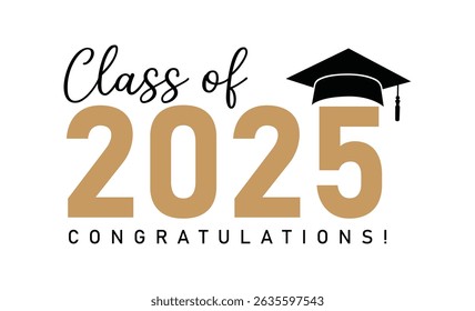 Gold Calligraphy Graduation 2025 Card Vector Art Congratulations on graduation 2025
