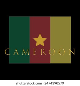 gold cameroon text on country flag typography graphic print , Abstract fashion drawing and creative design for t-shirts, mugs, graphic tee, sweatshirt, cases, etc. Illustration in modern style.
