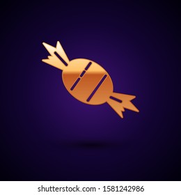 Gold Candy icon isolated on dark blue background.  Vector Illustration