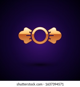 Gold Candy icon isolated on dark blue background.  Vector Illustration
